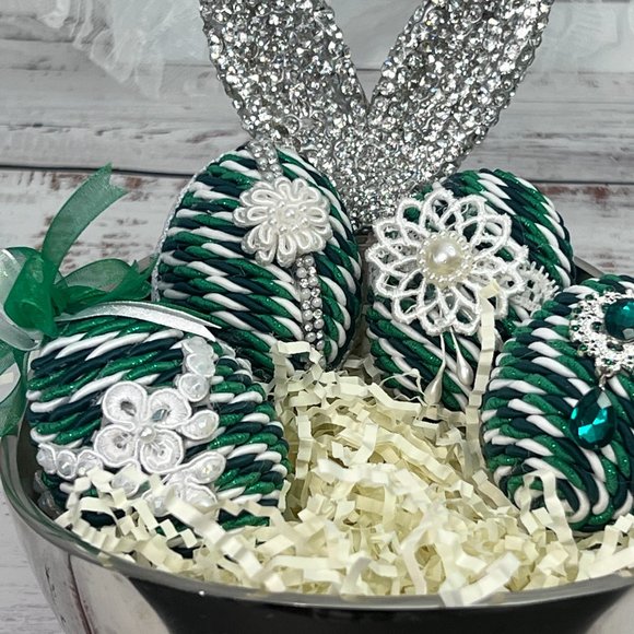 Emerald Green Easter Eggs, Custom Eggs, Farm Easter Décor, Set of 4, Religious - Picture 2 of 15